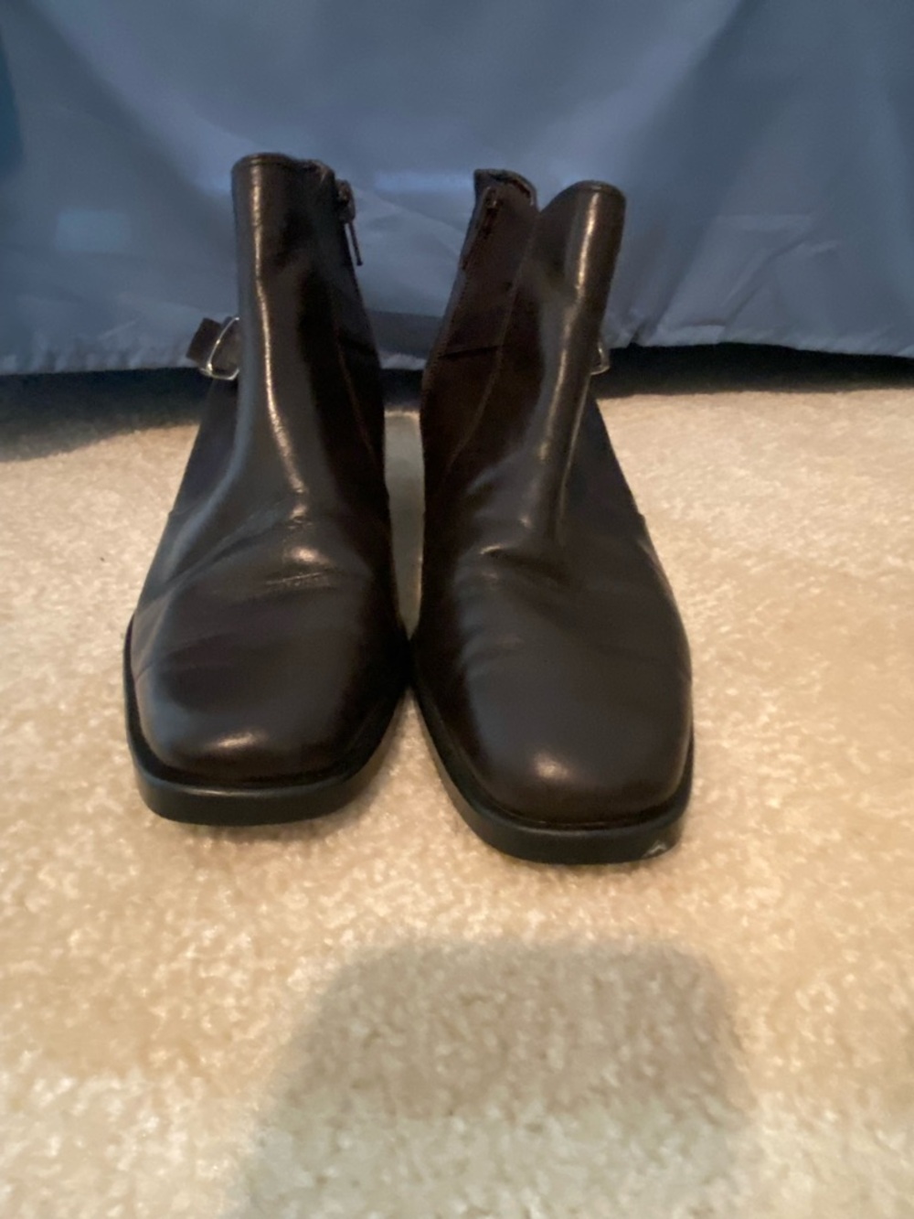 Van Eli Black Leather Women's Ankle Booties with Side Buckle
